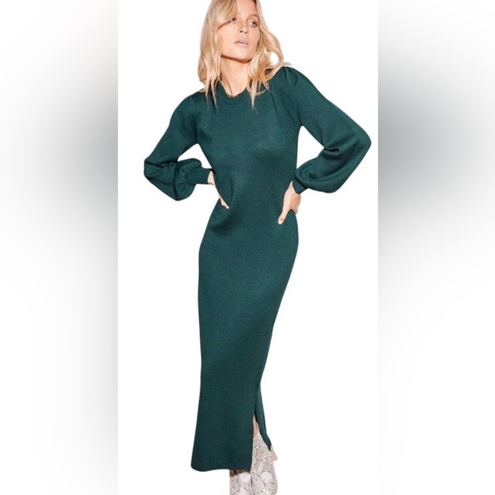 Lulu’s Dark Green Sweater Dress Sz Large